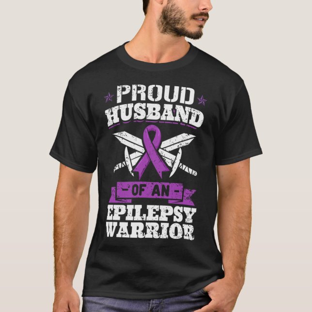 Epilepsy Warrior Husband Epileptic Seizure Disorde T-Shirt (Front)