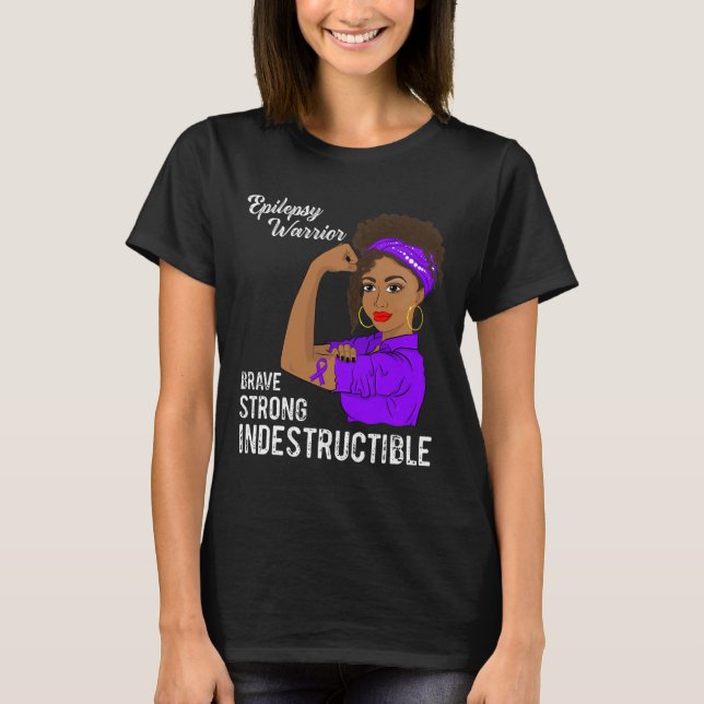 Epilepsy Warrior Indestructible Survivor Awareness T-Shirt (Front)