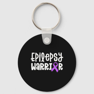 Epilepsy Warrior  Kids Purple Ribbon Awareness Wom Keychain