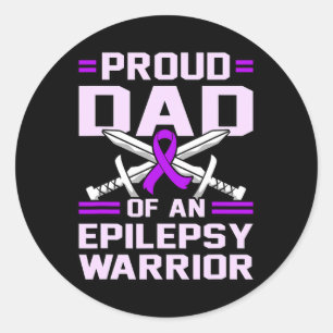 Epilepsy Warrior Purple Ribbon Awareness Month Gra Classic Round Sticker