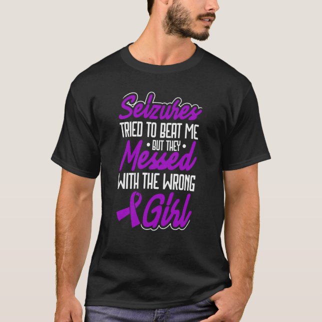 Epilepsy Warrior Purple Ribbon  Epilepsy Awareness T-Shirt (Front)