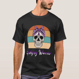 Epilepsy Warrior Vintage Skull Purple Ribbon Epile T-Shirt