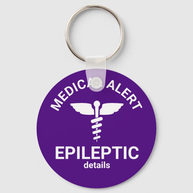Epileptic Purple Medical Alert Keychain (Front)