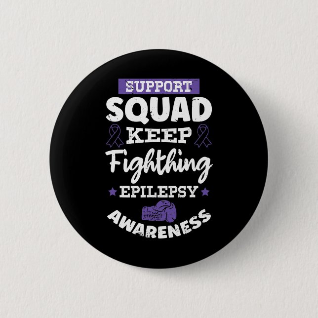Epileptic Warrior and Purple Ribbon  Epilepsy Awar 2 Inch Round Button (Front)