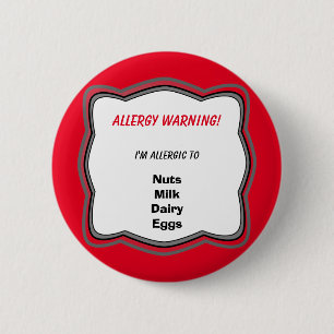 Épingle d'alerte d'allergie Badge Bouton