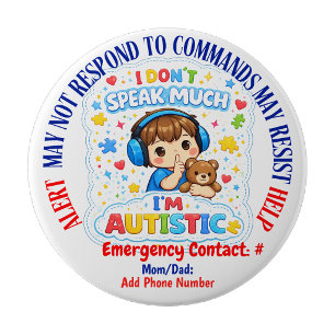Épingle de badge d'alerte d'autisme non verbal