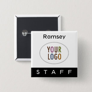 Épingle du personnel Nom Badge avec bouton Carré L