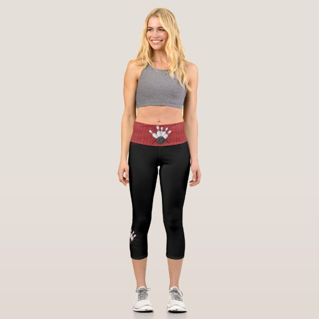 Épingles de Bowling Noir avec Leggings de Capri Ba (Recto)