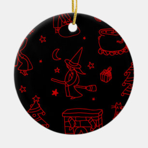epiphany christmas witch befana black ceramic ornament