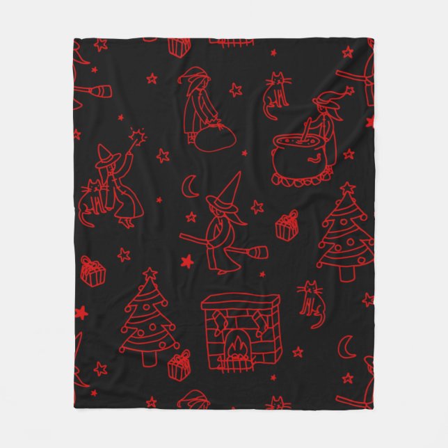 epiphany christmas witch befana black fleece blanket (Front)