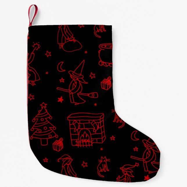 epiphany christmas witch befana black small christmas stocking (Front)