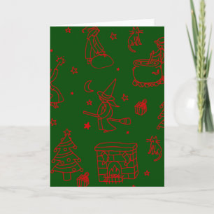 epiphany christmas witch befana green invitation