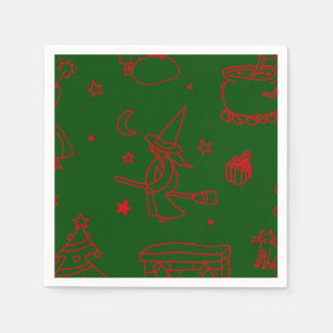 epiphany christmas witch befana green napkin