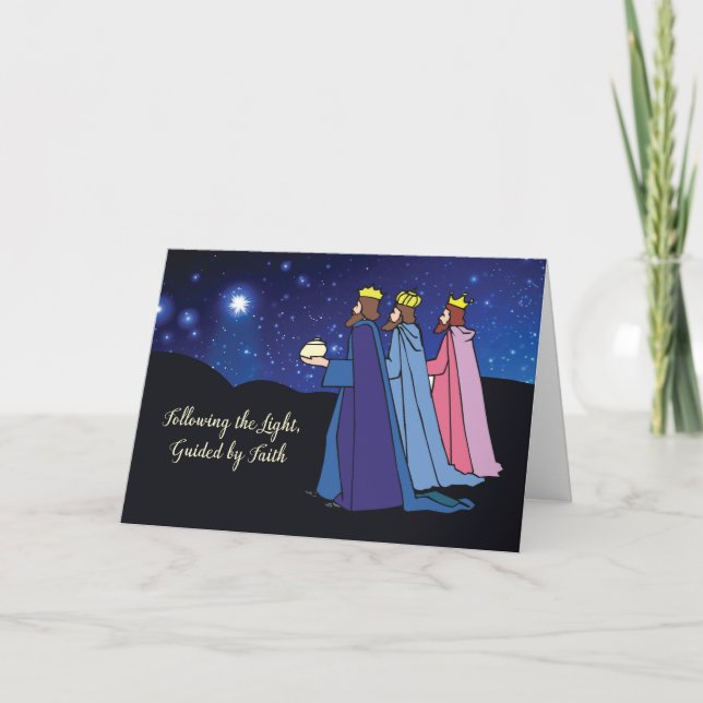 Epiphany Three Kings Robed in Splendour with Gifts Card (Front)