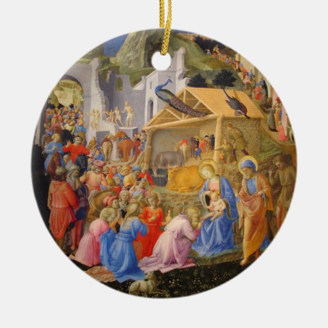 Epiphany Three Kings Virgin Mary Baby Jesus Joseph Ceramic Ornament (Front)