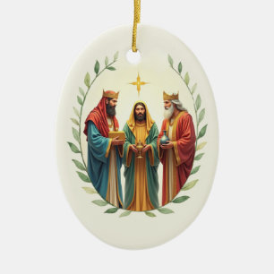 Epiphany Three Wise Men Kings God's Peace Blessing Ceramic Ornament