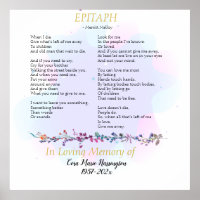Epitaph Poem Watercolor Memorial