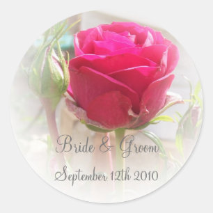 Épouse Rosebud Rose Et Sticker Groom