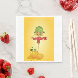 Épouvantail Avec Serviettes En Papier Citrouille