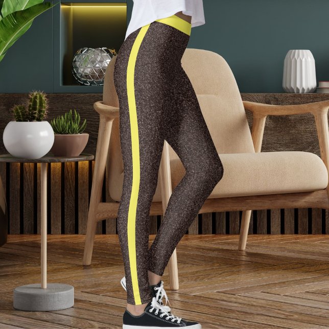 Epresso Yellow Sparkles Glitter Pattern Stripes  Leggings (Creator Uploaded)