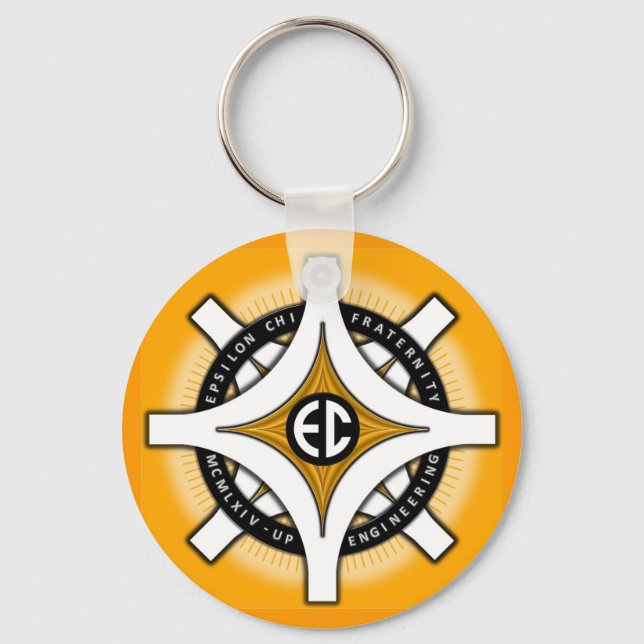 Epsilon Chi Gold Background Keychain (Front)