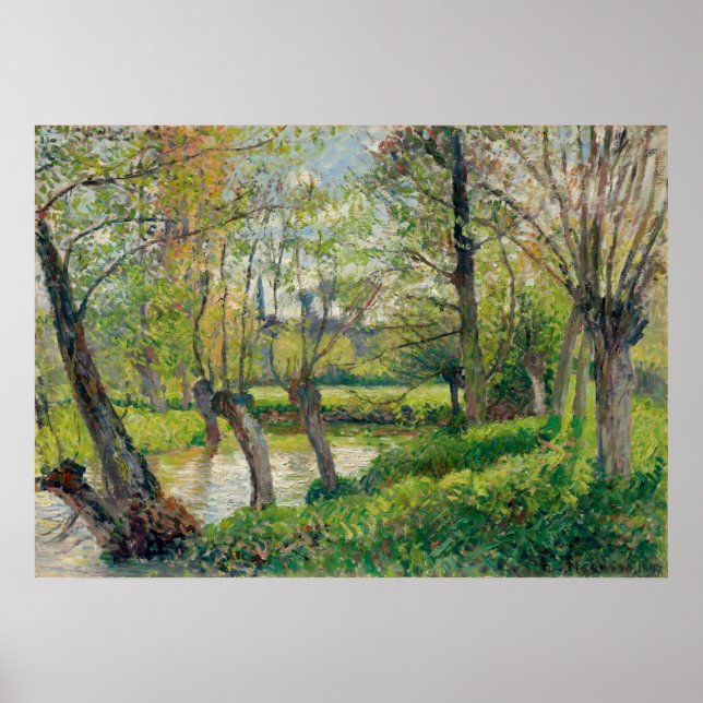 Epte in Eragny, Setting sun by Camille Pissarro Poster (Front)