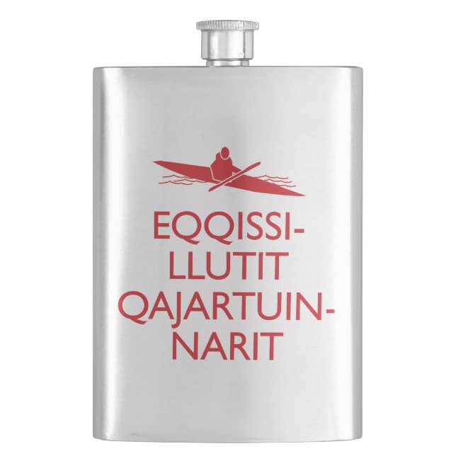 Eqqissillutit Qajartuinnarit (Keep Calm and Kayak) Hip Flask (Front)