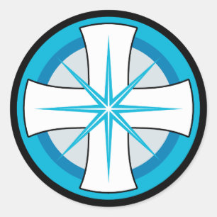 Equal Armed Blue Cross Classic Round Sticker