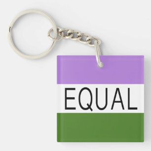 EQUAL Genderqueer Flag Keychain