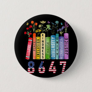 Equal Rights Book Flower Anti Trump Feminist Women 2 Inch Round Button