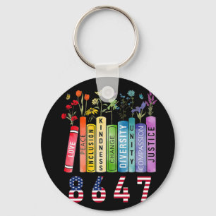 Equal Rights Book Flower Anti Trump Feminist Women Keychain