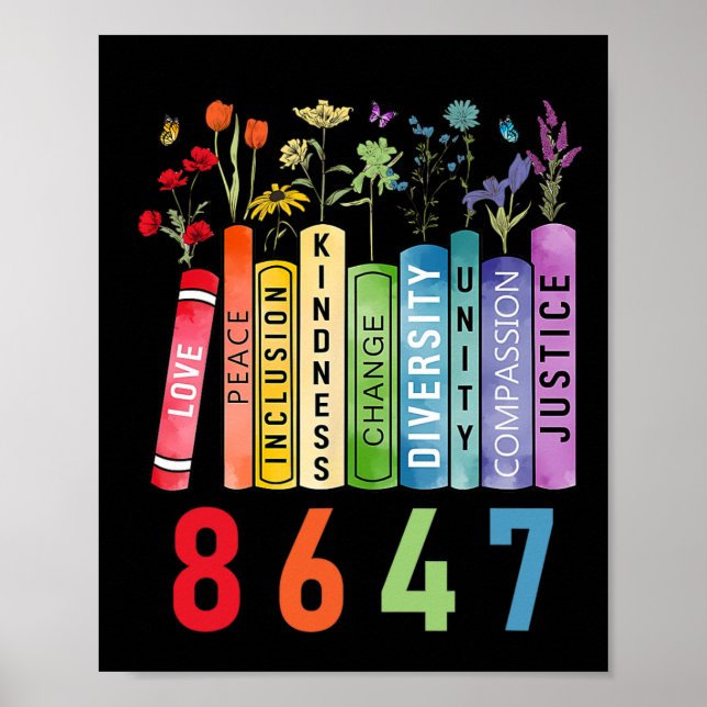 Equal Rights Book Flower Anti Trump Feminist Women Poster (Front)