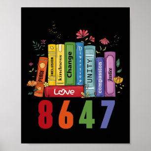 Equal Rights Book Flower Anti Trump Feminist Women Poster