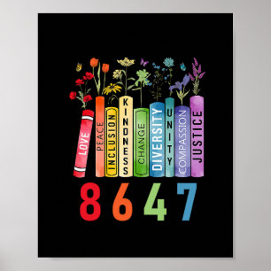 Equal Rights Book Flower Anti Trump Feminist Women Poster