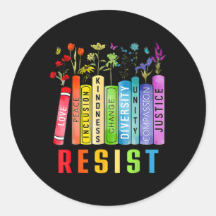 Equal Rights Book Flower Trump Women Rights Femini Classic Round Sticker