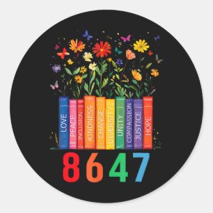 Equal Rights Book Flower Trump Women Rights Femini Classic Round Sticker