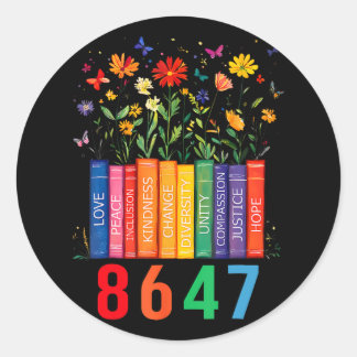 Equal Rights Book Flower Trump Women Rights Femini Classic Round Sticker