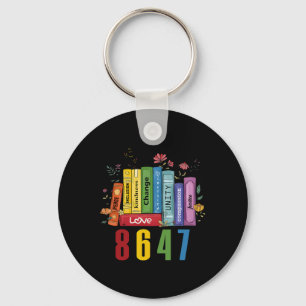 Equal Rights Book Flowers 8647 Trump Feminist Wome Keychain