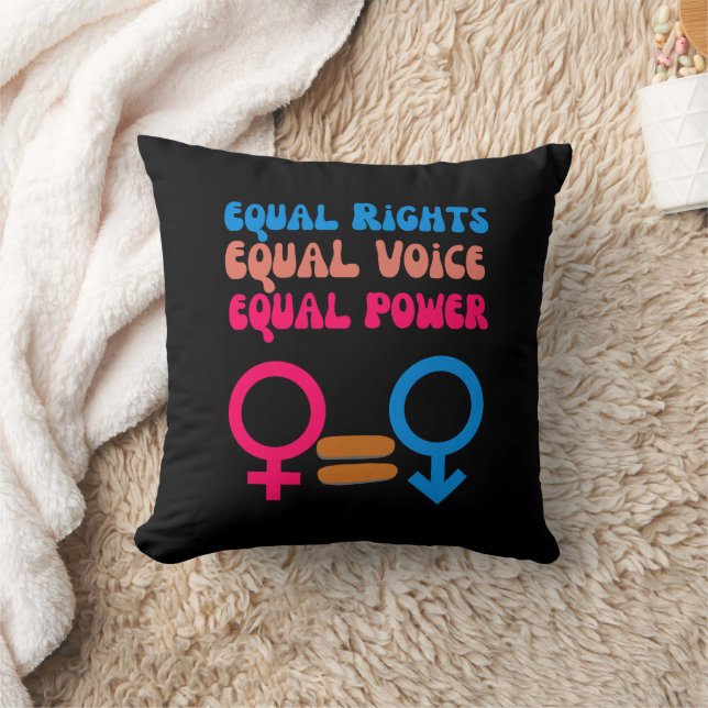 Equal Rights Equal Voice Feminist  Equality Resist Throw Pillow (Blanket)