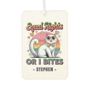 Equal Rights – Funny Cute White Cat LGBTQ Pride Air Freshener