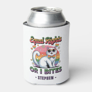 Equal Rights – Funny Cute White Cat LGBTQ Pride Can Cooler