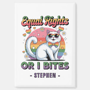 Equal Rights – Funny Cute White Cat LGBTQ Pride Magnet