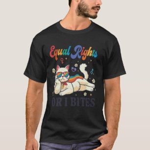 Equal Rights or I Bites Pride Month Ally Cat Femin T-Shirt