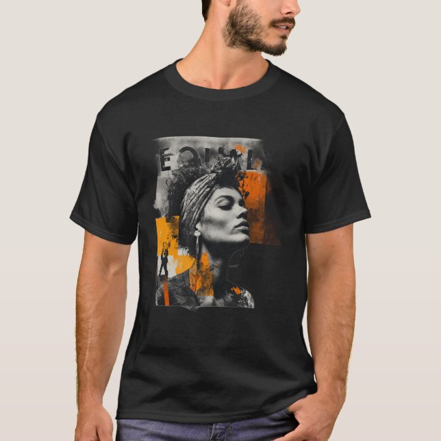 Equality Collage – Bold Orange & Black Activist Ar T-Shirt (Front)