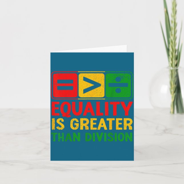 Equality Greater Than Division Black Illustration Card (Front)
