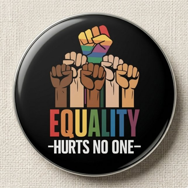 Equality Hurts No One LGBTQ Pride Quote 3 Inch Round Button (Creator Uploaded)