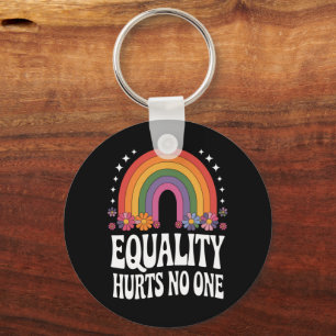 Equality Hurts No One Rainbow Equal Rights Groovy Keychain