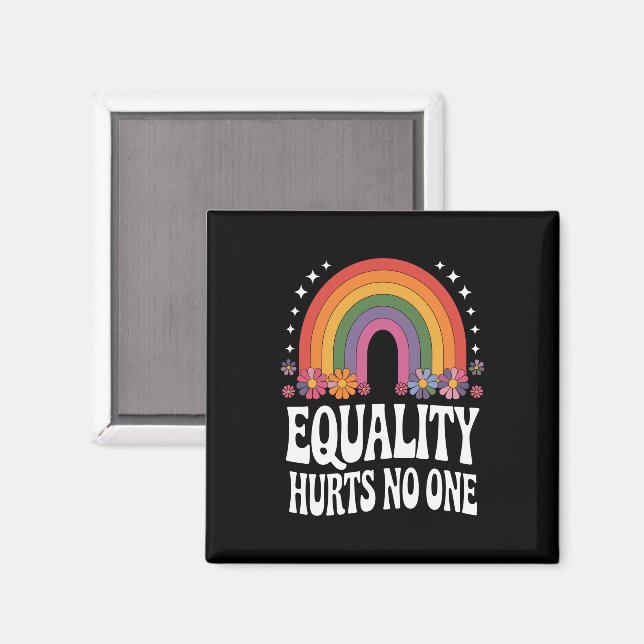 Equality Hurts No One Rainbow Equal Rights Groovy Magnet (Front/Back)