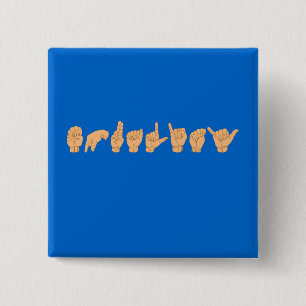 EQUALITY in American Sign Language 2 Inch Square Button