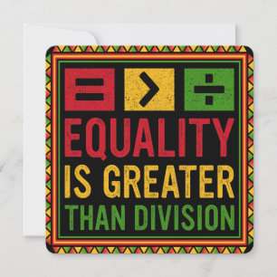 Equality Is Greater Than Division Math Black Histo Holiday Card